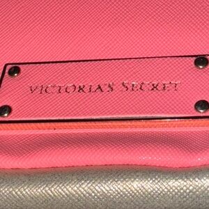 Victorias Secret Coral and Beige Cosmetic Bag
